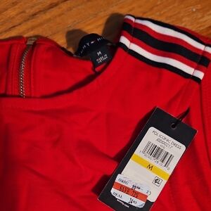 Tommy Hilfiger Kids Red Jumpsuit with Striped Collar